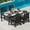Black, 5 Piece Set, variant on STOOG Patio Dining Table for 6 Person with Umbrella Hole, 63" All-Weather Outdoor Dining Table for Garden, Backyard, Poolside, Blue