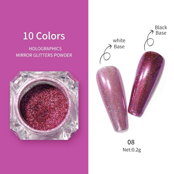 1 caja de polvo de purpurina para espejo de uñas, polvo metálico colorido, efecto de Metal, purpurina dorada para uñas, esmalte de Gel UV, polvo de copos de cromo Dengxun unisex