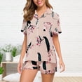thumbnail image 2 of VISALY Womens Pajama Sets Button Down Pajamas Matching Pajama Set Soft Pajama Loungewear Set Sleepwear Summer Short Sleeved Lapel Shirt Shorts Set Plus Size Home Wear Rose Gold Xxl, 2 of 9