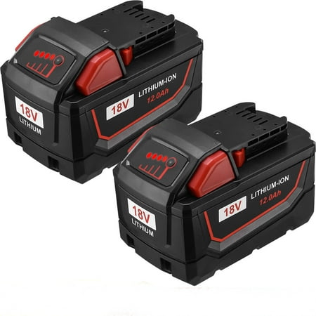 

18 Volt 12000mAh Replacement Lithium-Ion Battery for Milwaukee M18 48-11-1812 Cordless Tools 2-Pack