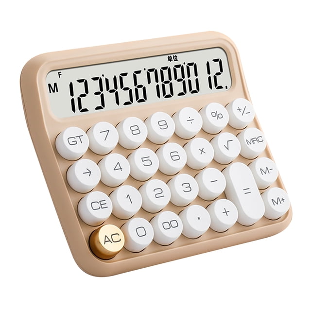 Calculadora de 12 dígitos con pantalla LCD grande, calculadora con interruptor mecánico estándar y botones grandes para oficina, escuela, hogar, leche, té, color