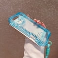thumbnail image 4 of 3-in-1 Clear Phone Case For iPhone 16,Shockproof Protective Transparent Case,Heavy Duty Protection,With Wrist Strap,Rugged Anti-drop Non-Slip Tough Durable Phone Case,Blue, 4 of 10