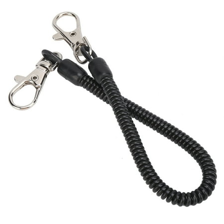 Suodoka Fishing Coiled Lanyard Plastic Camping Retractable Safety Rope Wire with Carabiners 3.15 inches / 8 cm Portable Multi-Tool Secure Holder for Outdoor Fishing Trip Accessories Black