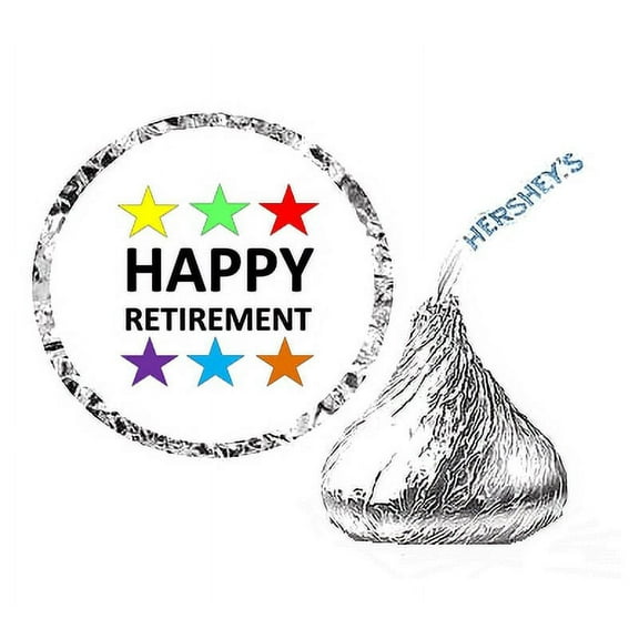 216 Happy Retirement Party Favor Decorative Labels Stickers Fits Hershey's Kisses Candies -216ct