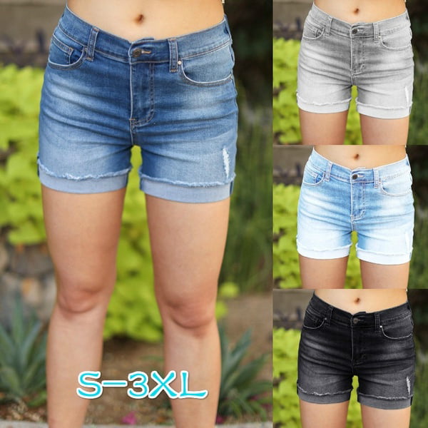 US Stock Women Girls Student High Waist Denim Beach Jeans Pants Hot Short Casual
