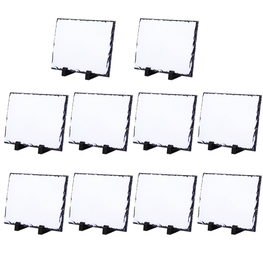 10Pcs 7.9 x 5.9 Inch Sublimation Blank Rock Slates, Rectangular Custom Picture Stone Slates with Display Stands for Thermal Heat Press Transfer Photos