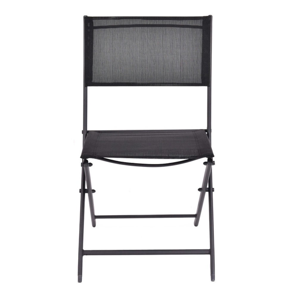 Demifill Set of 4 Outdoor Patio Folding Chairs, Outdoor Ergonomic Seating Chairs, Space-Saving Foldable Chairs for Outdoor as Poolside, Garden, Patio, Yard, Black