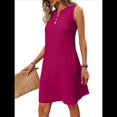 thumbnail image 3 of Vestido Informal de Corte A para Mujer, Sin Mangas, Cuello en V, Plisado, Suelto, 2025 Rosa Roja L, 3 of 9