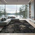 thumbnail image 2 of ODIKA 6'x9' Washable Area Rug Non-Slip, Chair-Friendly, Monochrome Serpent and Skull Floral Design Gothic Inspired with Intricate Botanicals for Dining Room, Under Table, Office Décor, 2 of 7