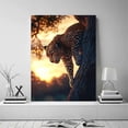 thumbnail image 2 of Mudket Framed Ready to Hang Leopard Canvas Wall Art, Golden Sunset Wildlife Cheetah Wall Art Pictures, Jungle Animal Print Decor for Living Room Bedroom Cave Office Decor - 12"L x 8"W, 2 of 10
