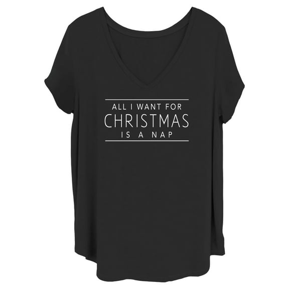 Junior's Lost Gods All I Want for Christmas Is a Nap Graphic Tee Black 3X