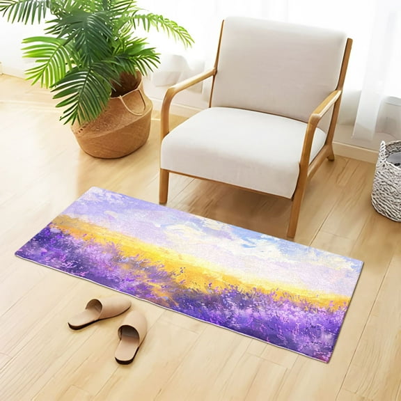 Lavender Clouds Wheat Bathroom Rug Non Slip Bathroom Mats Entry Door Soft Carpets for Kitchen Bedroom Living Room 39x20 inch