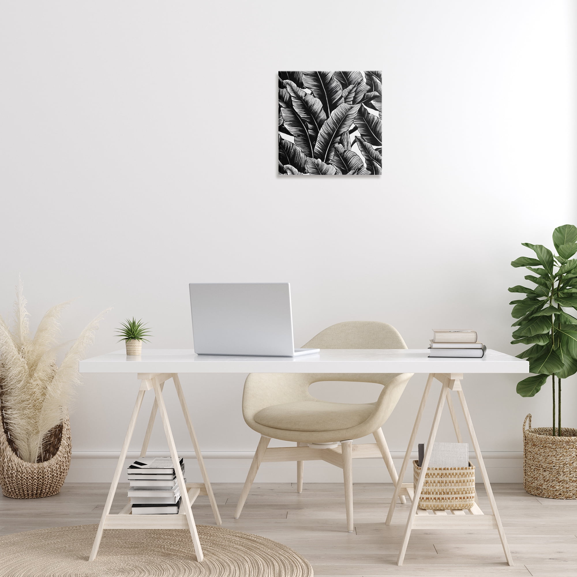 Stupell Industries Black Bold Fronds Botanical & Floral Painting Gallery Wrapped Canvas Art Print Wall Art, 17 x 17