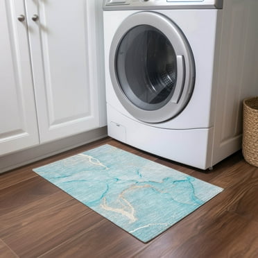 Addison Rugs Chantille Indoor/Outdoor Transitional Watercolors Teal Washable Rectangle Rug, 1'8" x 2'6"