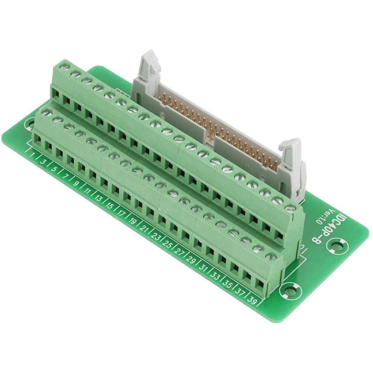 2X IDC40P 40Pin Connector Strip Breakout Board Terminal Block Plug PLC Interface with Bracket, for PLC, DIN Rail Mount