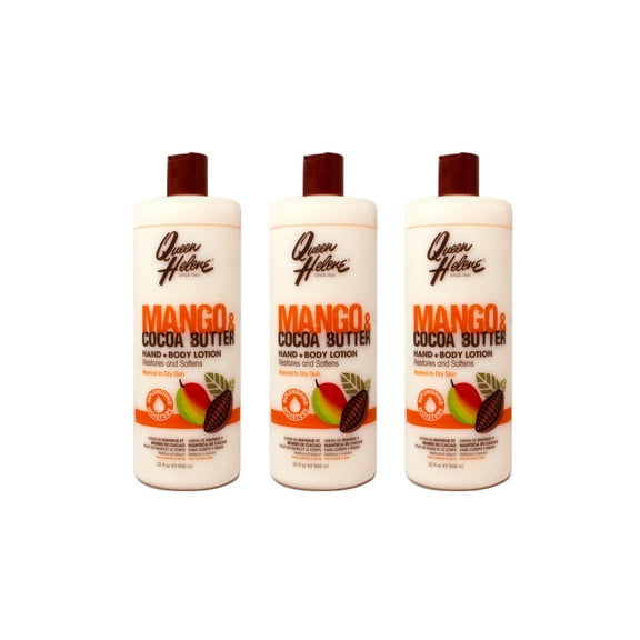 3 Pack - Queen Helene Mango & Cocoa Butter Hand   Body Lotion, Restores and Softens, Normal to Dry Skin, 32 FL OZ