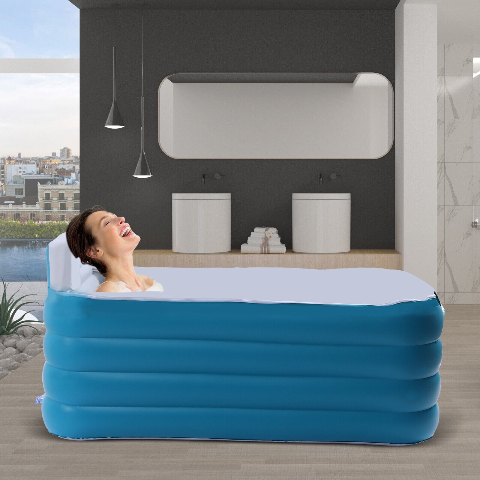 ZhdnBhnos 1.6M 4 Floors Inflatable Adult Bath Tub Modern Automatic Blow