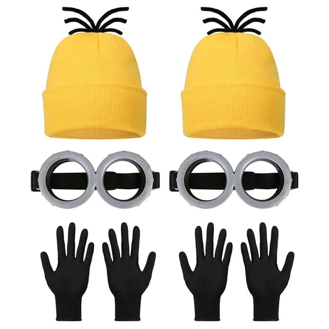 Accesorios para Disfraz de Halloween para Adultos con Sombrero, Gafas, Guantes, Disfraz Divertido para Cosplay, Pequeño Sombrero Amarillo