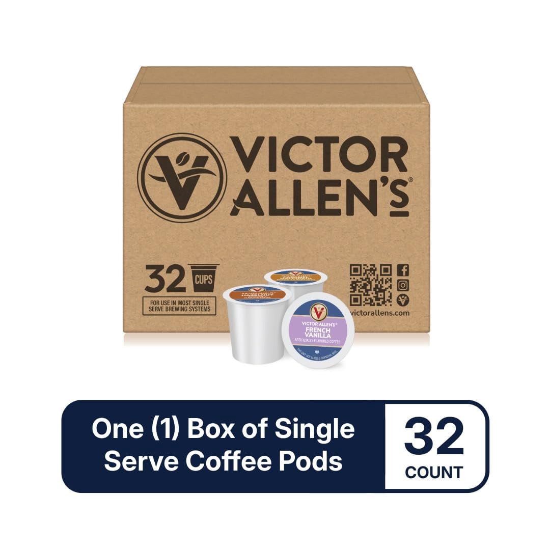 Victor Allen's Coffee Variety Pack (French Vanilla Flavored, Caramel Macchiato, Hazelnut), 32 Count, Single Serve Coffee Pods for Keurig K-Cup Brewers