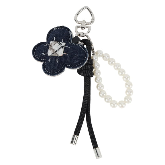Unique Bargains 1 Pc Durable Denim Butterfly Handbag Charm Decorative Keychain Black