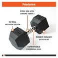 thumbnail image 3 of Rubber Encased Hex Dumbbell Weight, Pair – Dumbbells for Exercises – Strength Training Equipment – Home Gym Accessories – Weight Training 20 lbs 20lb, Pair 20 Pound, 3 of 8