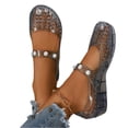 thumbnail image 6 of pwidon Women's Mary Jane Jelly Wedge Sandals Waterproof Closed Toe Slip On Pearl Decor Hollow Out Summer Beach Shoes Navy 5.5, 6 of 6