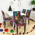 thumbnail image 3 of Santa Claus Chair Covers Set of 4, Stretchable Dining Chair Slipcovers with Christmas Tree and Gifts for Holiday Decor, 3 of 8