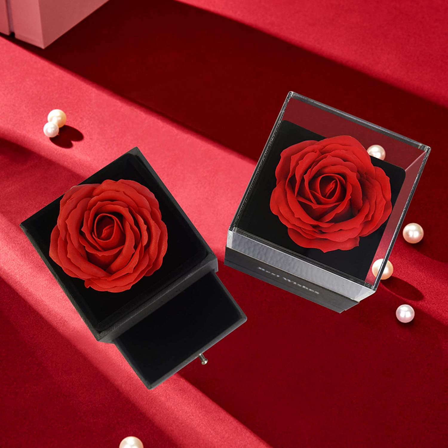 Mothers Day Gifts for Mom, Preserved Real Rose with 925 Sterling Silver Love Necklace, Eternal Rose Flower with Jewelry Storage Box, Gifts for Her - image 3 of 6