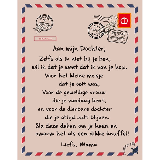 Manta Con Letras Holandesas Para Mi Hijo Y Mi Hija, Manta Suave De Franela, Manta Cálida De Invierno Para Correo Para Dormitorio Y Sala De Estar Monstrate BA001386-05