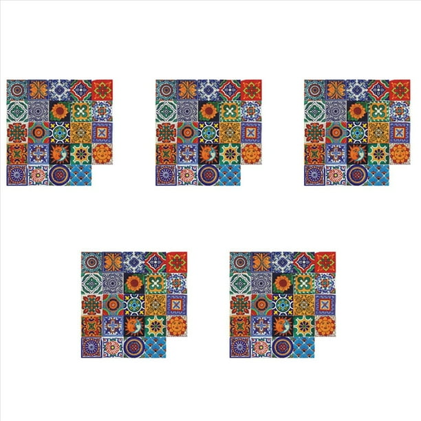 120 Piezas Autoadhesivo Mosaico Ladrillo Azulejo Etiqueta 3D Cocina Baño Pegatinas de Pared -10X10cm