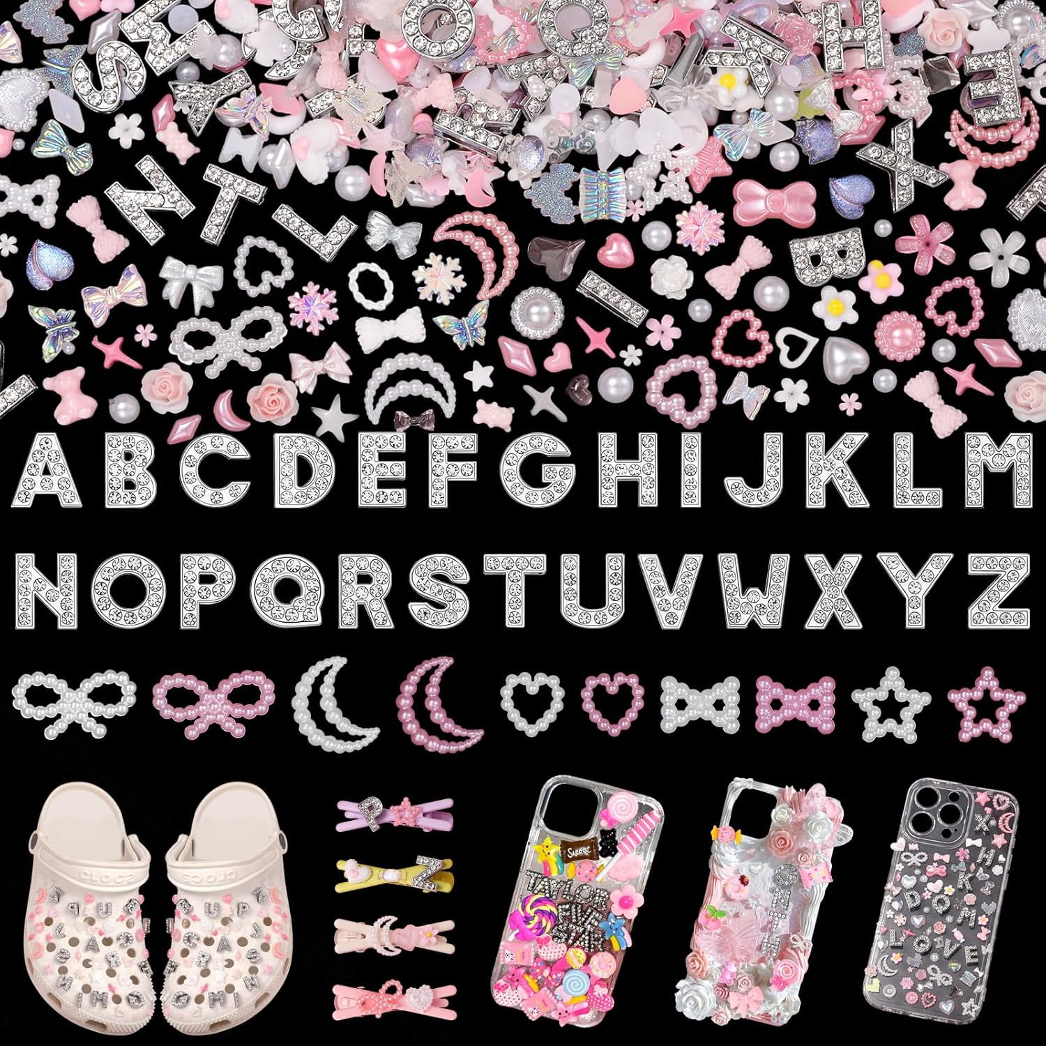 330 Pcs Junk Case Charms Kit, Junk Charms for Cases, Junk Phone Case Charm, Junk Case Kit Pink Charm Bulk Mixed Cute Slime Charms Set for DIY Crafts, Scrapbooking, Jewelry Making-S1