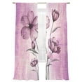 thumbnail image 2 of Sheer Curtains 84 Inches Long 2 Panels, Vintage Country Purple Flowers Rod Pocket Curtain Voile Draperies, Retro Farm Floral on Linen Light Filtering Window Treatment for Living Room Kitchen Bedroom, 2 of 8
