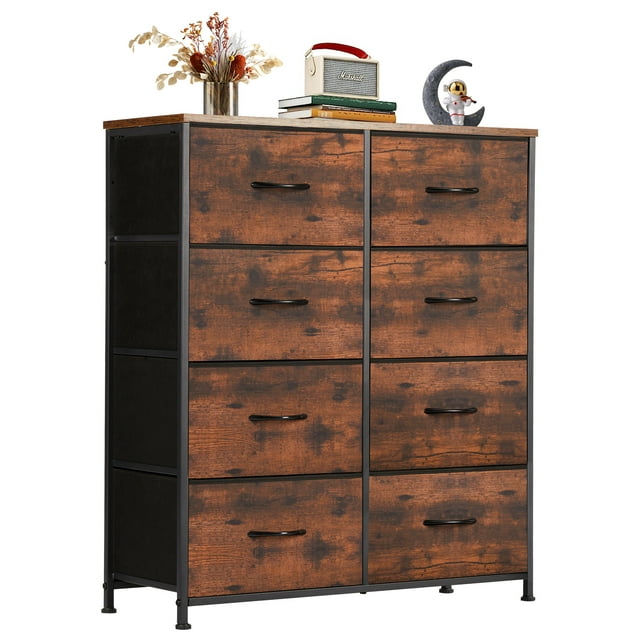 EDX Commode à 8 Tiroirs pour Chambre, Tour d'Organisation de Rangement en Tissu, Armoire, Brun Rustique