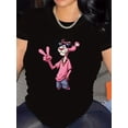 thumbnail image 1 of Women Crewneck Print Short Sleeve T-Shirts Summer Tees Loose Fit Graphic TopsCasual Cartoon Graphic T-Shirt for Women - Crew Neck Tee with Pink Panther Print - Fashionable Sporty Top for All Season, 1 of 7