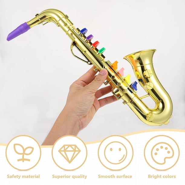 Saxophone Jouet Trompette Dorée 13 X 36 Cm Pour Enfants - Instrument De Musique ABS Portable