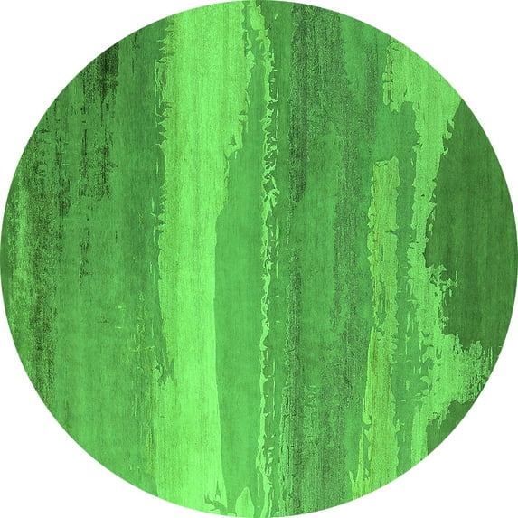 Ahgly Company Indoor Round Oriental Green Industrial Area Rugs, 7' Round