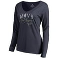 thumbnail image 2 of Women's Navy Navy Midshipmen Graceful Long Sleeve V-Neck T-Shirt, 2 of 3