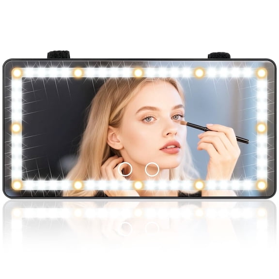 Behome Car Visor Makeup Mirror, Rechargeable Car Visor Vanity Mirror with Light, 3-Color Modes Portable Led Visor Mirror