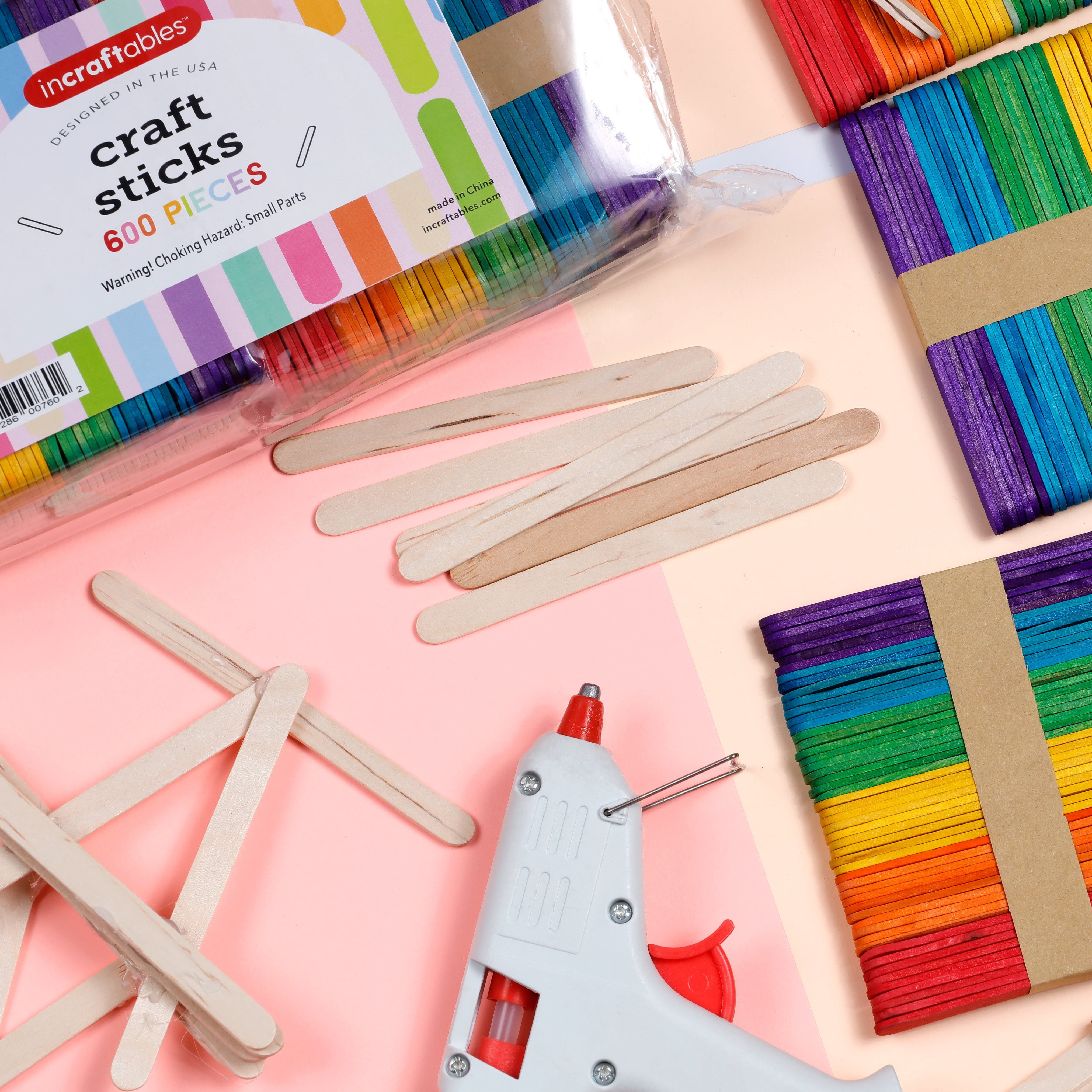 Colorations® Wooden Building Craft Sticks - Set of 600 Sticks