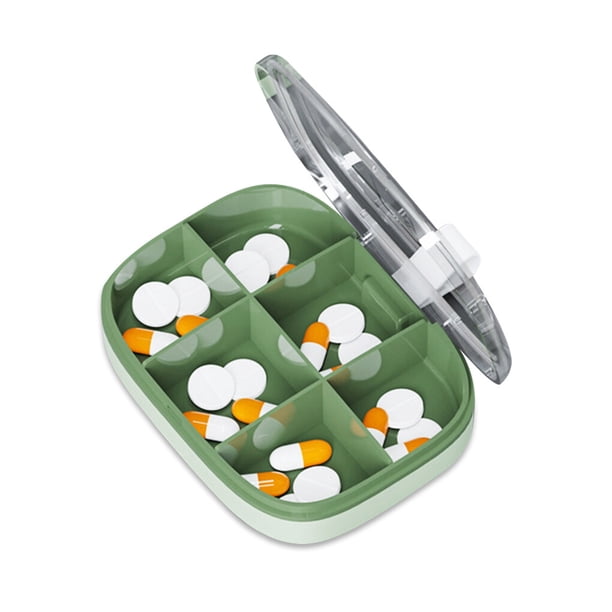 Caja de pastillas Inteprter Estuche para medicamentos verde seis celdas