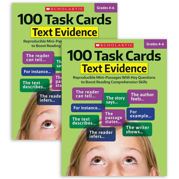 Scholastic Teaching Solutions 100 Task Cards: Text Evidence Text Activity Book, Pack of 2