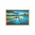 thumbnail image 1 of Turquoise Wall Art with Frame, Surreal Landscape with Wood Deck and Clouds in Sky Dreamlike Coastal Charm, Printed Fabric Poster for Bathroom Living Room, 35" x 23", Turquoise White, by Ambesonne, 1 of 2