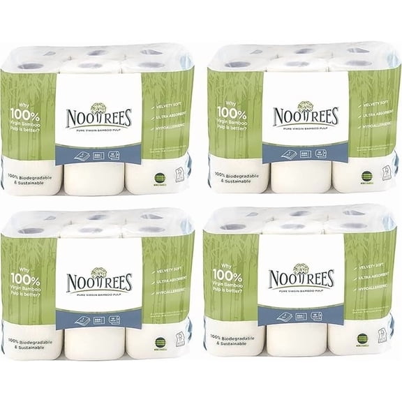 NooTrees Bamboo Toilet Rolls 3 Ply 220 Sheets 12 Rolls ( Pack of 4)