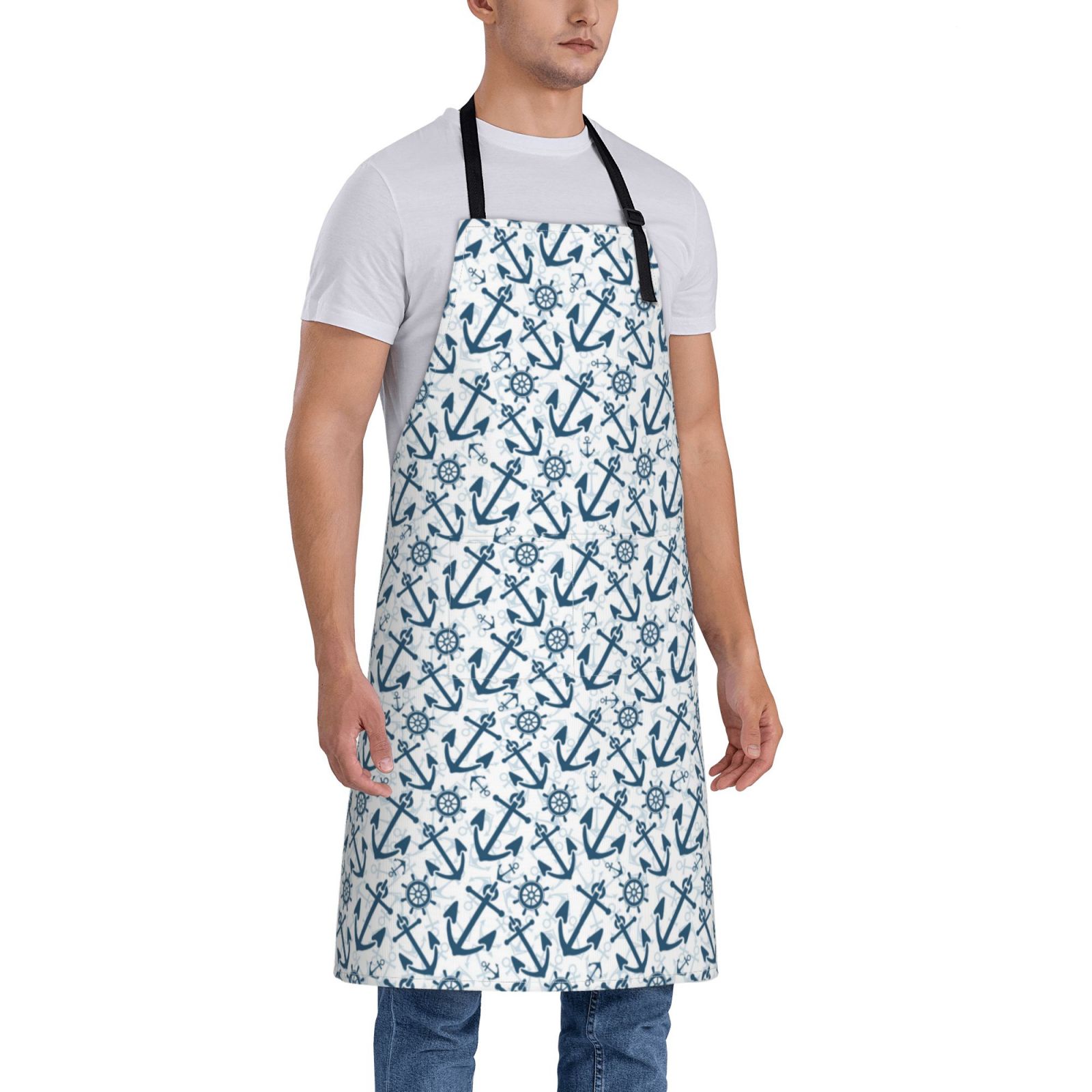 Kdxio Nautical Theme Anchors Apron with Pockets Adjustable Kitchen Aprons for Men Women Waterproof Aprons for Cooking,Drawing,Crafting, Baking Household Cleaning