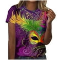 thumbnail image 2 of Gamivast Women Carnival Shirt Cute Mask Graphic Short Sleeve Holiday Pullover Dressy Crewneck Happy Mardi Gras Day T-Shirt Carnival Party Outfits 2026, 2 of 6