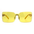 thumbnail image 2 of Womens Mod Flat Panel Shield Rectangular Oversize Retro Sunglasses Yellow, 2 of 4