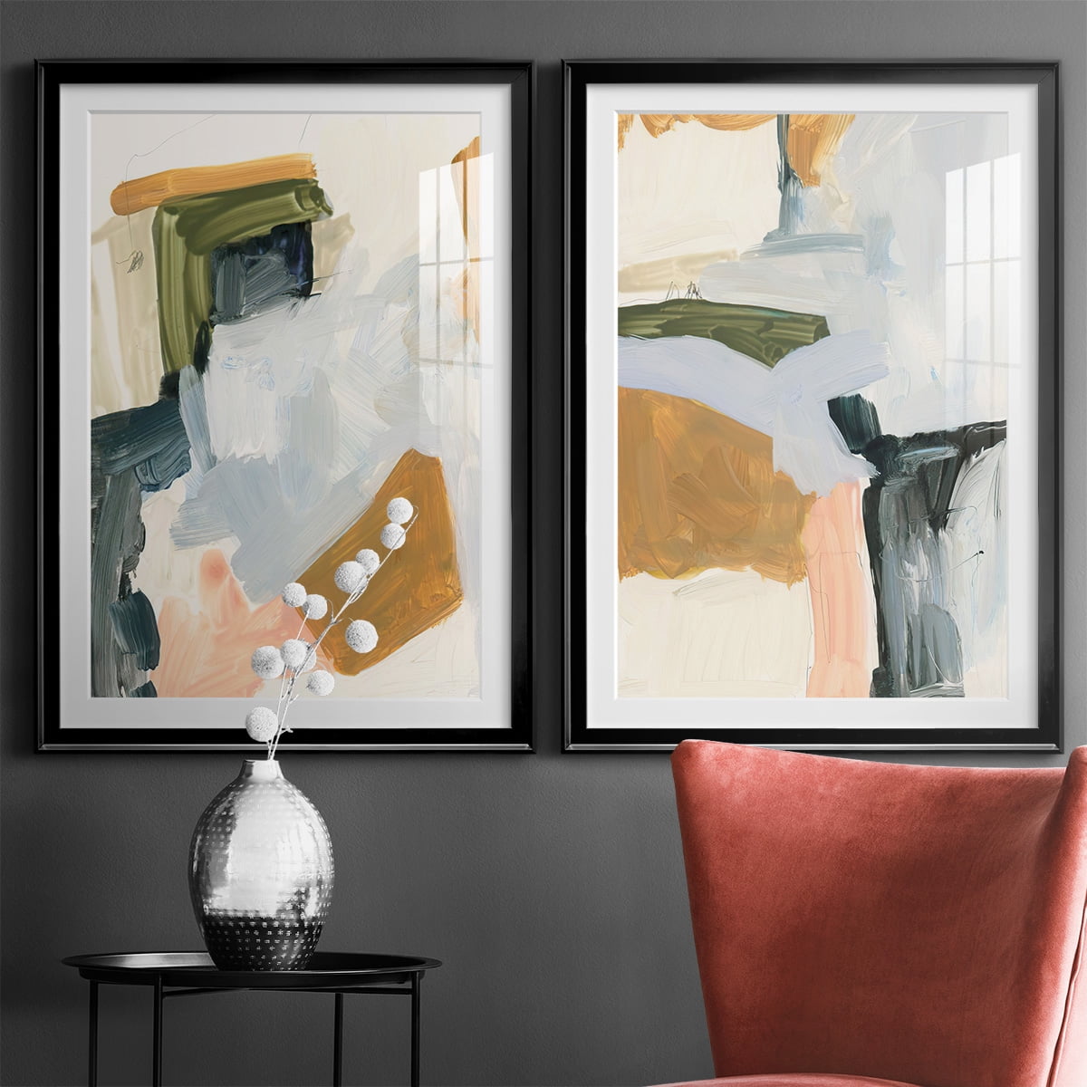 Wexford Home Palette Meld I Premium Framed Print, 22.5" x 30.5" - Ready to Hang, Black (Set of 2)