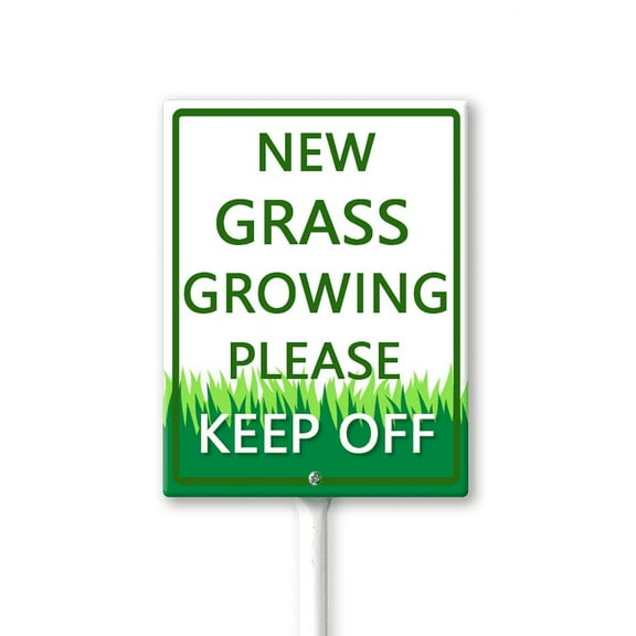 Eveokoki New Grass Growing Keep Off Yard Sign with Stakes 8x12Inches, Sturdy Aluminum Yard Signs Rust Free, Keep Off The Grass Yard Sign, Stay Off Grass Signs, Easy to Install