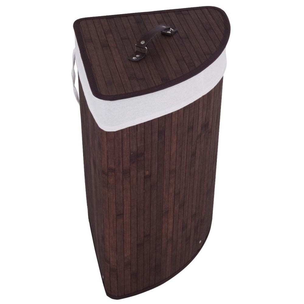 Finihen Laundry Hamper, Laundry Basket, Corner Bamboo Hamper Laundry Basket, for Bathroom, laundry Room, Brown Finihen Laundry Hamper, Laundry Basket, Corner Bamboo Hamper Laundry Basket, for Bathroom, laundry Room, Brown
