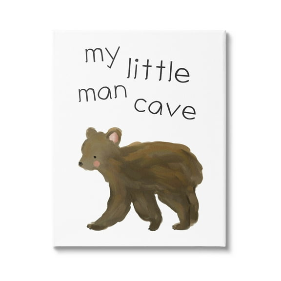 Stupell Industries My Little Man Cave Bear Graphic Art Gallery Wrapped Canvas Print Wall Art, Design by Leah Straatsma